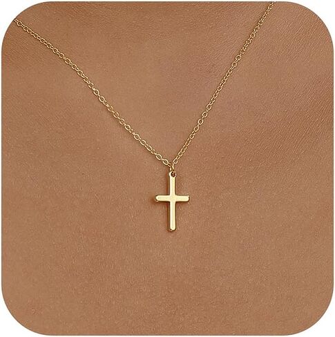 Evabelle Gold Necklace for Women Fish Cross Necklace Hypoallergenic Waterproof 14K Gold Plated Nickel Free Non Tarnish Chain Koi Fish Ocean Beach Cross Pandent Necklace Dainty Jewelry in Saudi Arabia