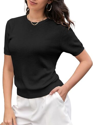 SANGTREE Women's Short Sleeve Sweaters Crew Neck Pullover Tops Summer Sweaters for Women in Saudi Arabia