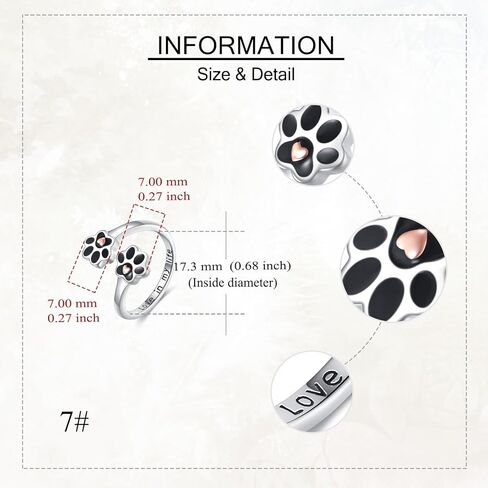 HUKKUN Paw Print Ring 925 Sterling Silver Dog Cat Adjustable Paw Ring Puppy Lovers Pet Memorial Jewelry Gifts for Women Pets Loving Friend Families in Saudi Arabia