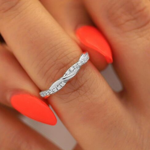 14K Gold Plated Cubic Zirconia Twisted Rope Eternity Band for Women, Size 7/8/9 in Saudi Arabia