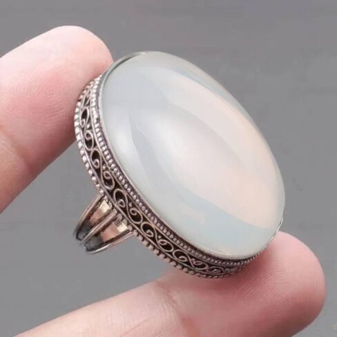 Oval Imitation Moonstone Women's Ring Retro Party Jewelry in Saudi Arabia