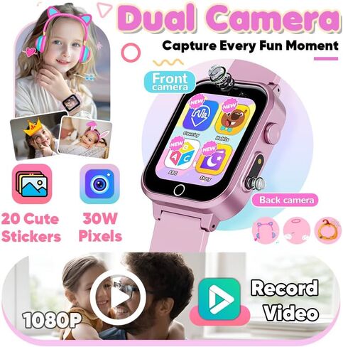 Watch Watch for Kids للأعمار من 5 إلى 7 سنوات ، Watch Camera Kids Watch for Girls Age 6-8 ، هدايا عيد الميلاد لعيد الميلاد لمدة 7 8 سنوات من العمر ، تعلم ألعاب فيديو البطاقة لمدة 8 إلى 10 سنوات in Kuwait