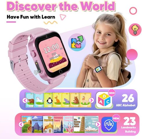 Watch Watch for Kids للأعمار من 5 إلى 7 سنوات ، Watch Camera Kids Watch for Girls Age 6-8 ، هدايا عيد الميلاد لعيد الميلاد لمدة 7 8 سنوات من العمر ، تعلم ألعاب فيديو البطاقة لمدة 8 إلى 10 سنوات in Kuwait