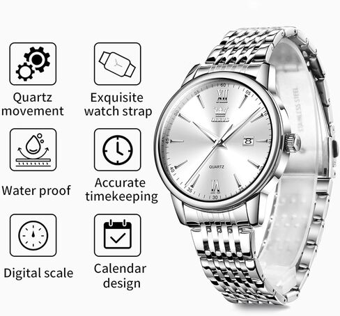 OLEVS Mens Silver Watches Classic Luxury Waterproof Watch for Men Analog Quartz Stainless Steel Men's Dress Watches Casual Wrist Watch Large Face with Day Date Relojes para Hombres in Saudi Arabia