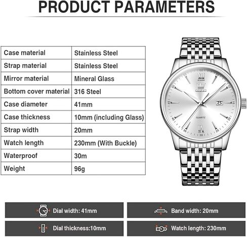 OLEVS Mens Silver Watches Classic Luxury Waterproof Watch for Men Analog Quartz Stainless Steel Men's Dress Watches Casual Wrist Watch Large Face with Day Date Relojes para Hombres in Saudi Arabia