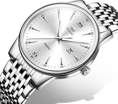 OLEVS Mens Silver Watches Classic Luxury Waterproof Watch for Men Analog Quartz Stainless Steel Men's Dress Watches Casual Wrist Watch Large Face with Day Date Relojes para Hombres in Saudi Arabia