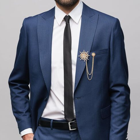 MBAIYO Silver Gold Rhinestone Star Brooch for Women Men, Fashion Crystal Snowflake Sun Lapel Pins Dress Suit Accessories Jewelry Winter Holiday Party Gift in Saudi Arabia