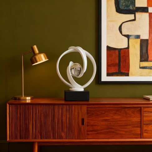 AWNR Gold Abstract Sculpture House Decor Aesthetic - Home Décor Accents for Nightstand, Shelves, Dining Room, Entryway Table, Office, Desk Accessories (White) in Saudi Arabia