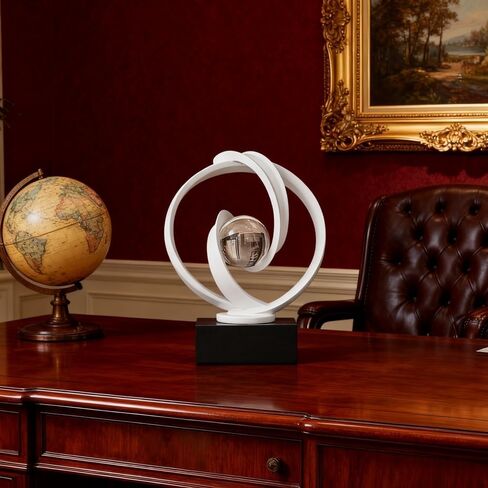 AWNR Gold Abstract Sculpture House Decor Aesthetic - Home Décor Accents for Nightstand, Shelves, Dining Room, Entryway Table, Office, Desk Accessories (White) in Saudi Arabia