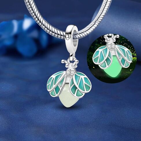 1Pc Fashionable Sterling Silver Lighting series Beads Charms Fit DIY Jewelry Matching And Daily Outfit Decoration Gift For Women (Green Firefly) in Saudi Arabia