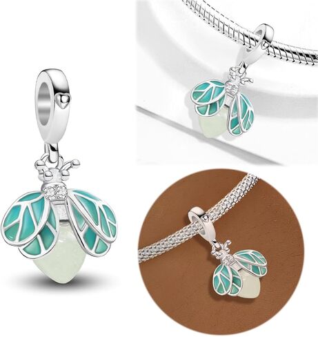1Pc Fashionable Sterling Silver Lighting series Beads Charms Fit DIY Jewelry Matching And Daily Outfit Decoration Gift For Women (Green Firefly) in Saudi Arabia