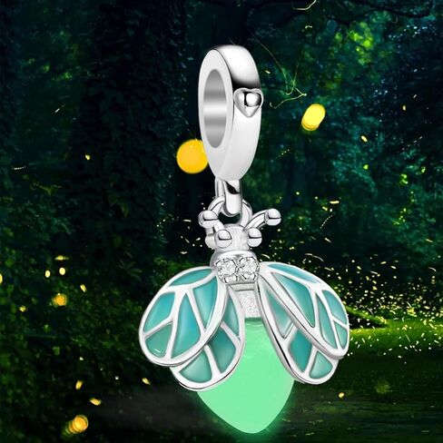 1Pc Fashionable Sterling Silver Lighting series Beads Charms Fit DIY Jewelry Matching And Daily Outfit Decoration Gift For Women (Green Firefly) in Saudi Arabia