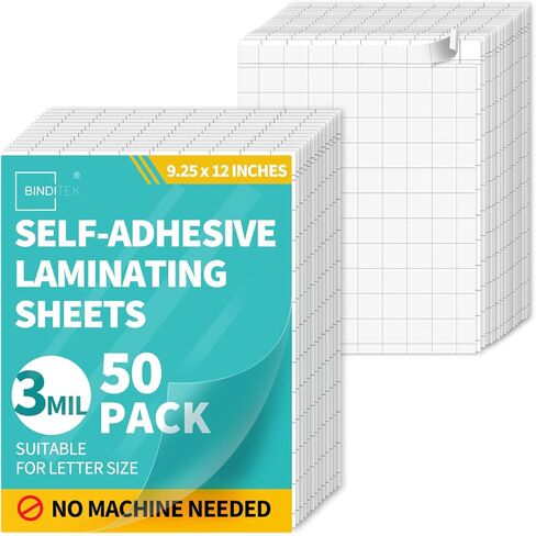 Binditek 20 حزمة صفائح التصفيح ذاتية اللصق ، 9.25 × 12 بوصة صفائح التصفيح لحجم الحروف ، 3 مل ، لا توجد حرارة ، لا حاجة إلى آلة ، واضحة ، لامعة ، اللوازم المكتبية المدرسية in Kuwait