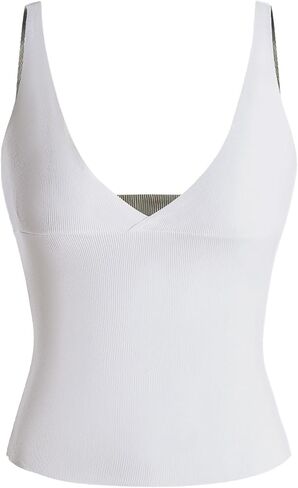 winkbay Women's Deep V Neck Tank Top Sleeveless Ruched Ribbed Knit Dressy Casual Tops in Saudi Arabia