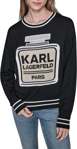 سترة حريمي من KARL LAGERFELD بأكمام طويلة ورقبة دائرية وشعار العطر in Saudi Arabia