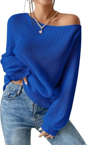 Verdusa Women's Oversized Off The Shoulder Sweater Long Sleeve Fall Chic Knit Tops in Saudi Arabia