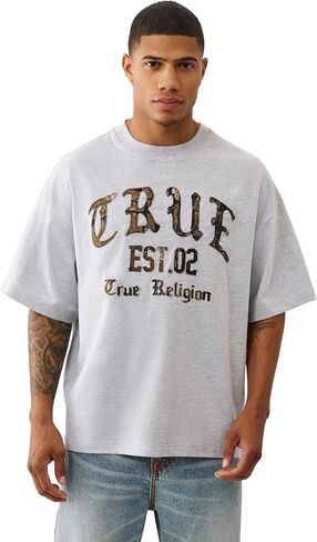 True Religion Men's Forest Camo Oversized Tee – Short Sleeve Crewneck Graphic T-Shirt in Saudi Arabia