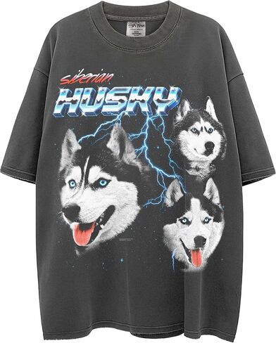 Heavy Metal Dogs – Heavyweight, Washed & Oversized Shaka-Wear Drop Shoulder Tshirt for Men & Women in Saudi Arabia