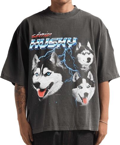 Heavy Metal Dogs – Heavyweight, Washed & Oversized Shaka-Wear Drop Shoulder Tshirt for Men & Women in Saudi Arabia