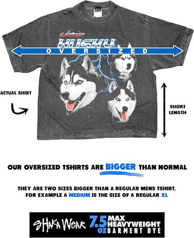 Heavy Metal Dogs – Heavyweight, Washed & Oversized Shaka-Wear Drop Shoulder Tshirt for Men & Women in Saudi Arabia