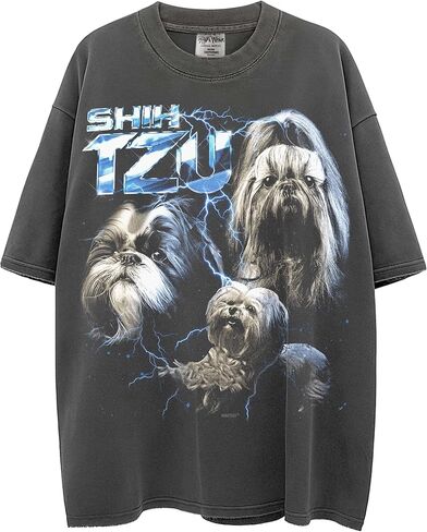Heavy Metal Dogs – Heavyweight, Washed & Oversized Shaka-Wear Drop Shoulder Tshirt for Men & Women in Saudi Arabia