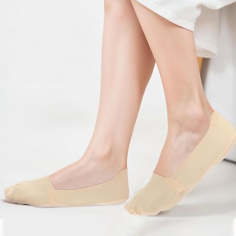 6 أزواج من الجوارب بدون عرض للنساء من Wanmu، جوارب غير مرئية من النايلون غير قابلة للانزلاق، جورب رقيق حريري ببطانة منخفضة للأحذية المسطحة والأحذية بدون كعب (أبيض، أسود، جلد) in Kuwait