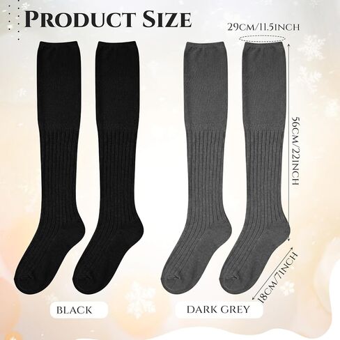 Tivi Tovo 2 Pairs Over Knee High Boot Socks Cotton Extra Long Slouch Over Knee High Socks Long Boot Stocking for Women in Saudi Arabia