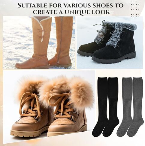Tivi Tovo 2 Pairs Over Knee High Boot Socks Cotton Extra Long Slouch Over Knee High Socks Long Boot Stocking for Women in Saudi Arabia