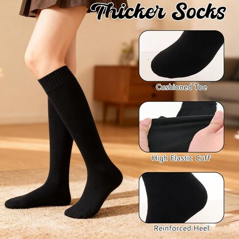 Sdfvsdg 3 Pairs Warm Knee High Socks for Women Winter Thick Soft Thermal Boot Socks for Cold Weather Hiking in Saudi Arabia
