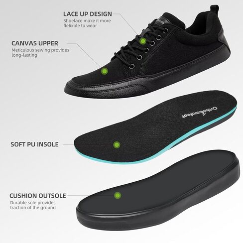 Men's Orthopedic Fashion Sneakers for Plantar Fasciitis: Casual Supportive Cushioned Walking Shoes for Flat Feet and High Arch, Comfortable Arch Support Shoes for Foot and Heel Pain Relief in Kuwait