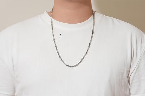 FOSIR Silver Wheat Chain Necklace for Men and Women, Stainless Steel Chains for Men, 2.5mm 3mm 4mm 5mm Mens Necklaces in Kuwait