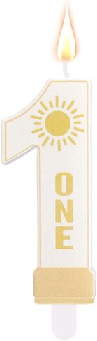 Number 1 First Birthday Candle, 2.76in Cute 1st Cake Candle with Stick One Cake Topper for First Birthday Party Decorations Anniversaries Celebrations Party Supplies (S’Mores & Chocolate) in Saudi Arabia