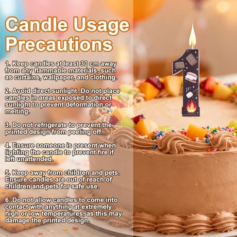 Number 1 First Birthday Candle, 2.76in Cute 1st Cake Candle with Stick One Cake Topper for First Birthday Party Decorations Anniversaries Celebrations Party Supplies (S’Mores & Chocolate) in Saudi Arabia