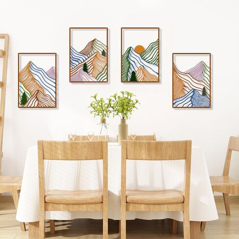 KOYILTD 4 Pcs Colorful Large Abstract Mountain Metal Wall Art 3D Textured Minimalist Mountain Wall Decor Art Mountain Wall Art Decor for Home Living Room Bedroom Study (Colorful) in Saudi Arabia