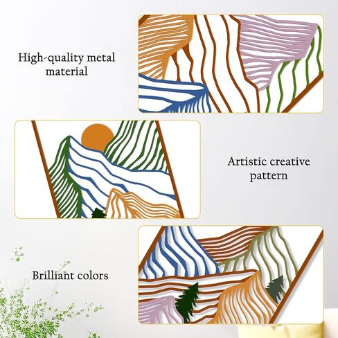 KOYILTD 4 Pcs Colorful Large Abstract Mountain Metal Wall Art 3D Textured Minimalist Mountain Wall Decor Art Mountain Wall Art Decor for Home Living Room Bedroom Study (Colorful) in Saudi Arabia