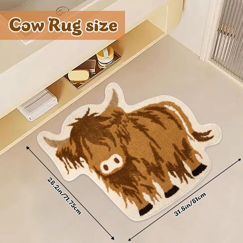 Fyzzra Bathroom Rug - Highland Cow Bathroom Mat Cow Print Rug CuteRug for Western Home Decor, 31X28 inch Bathroom Rugs Non Slip Washable for Kids Room, Kitchen in Saudi Arabia