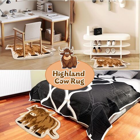 Fyzzra Bathroom Rug - Highland Cow Bathroom Mat Cow Print Rug CuteRug for Western Home Decor, 31X28 inch Bathroom Rugs Non Slip Washable for Kids Room, Kitchen in Saudi Arabia