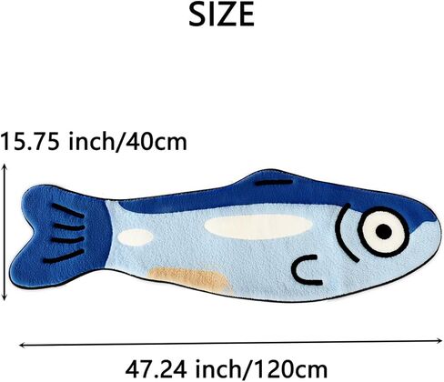 Cute Fish Bath Mat for Bathroom,Non-Slip Absorbent Bathroom Fish Rug,Fun Bath Mat can be Machine Washed 47.2" x 15.7" (Blue) in Saudi Arabia