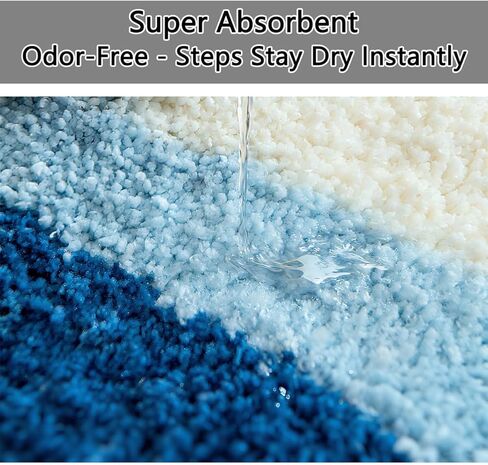 Cute Fish Bath Mat for Bathroom,Non-Slip Absorbent Bathroom Fish Rug,Fun Bath Mat can be Machine Washed 47.2" x 15.7" (Blue) in Saudi Arabia