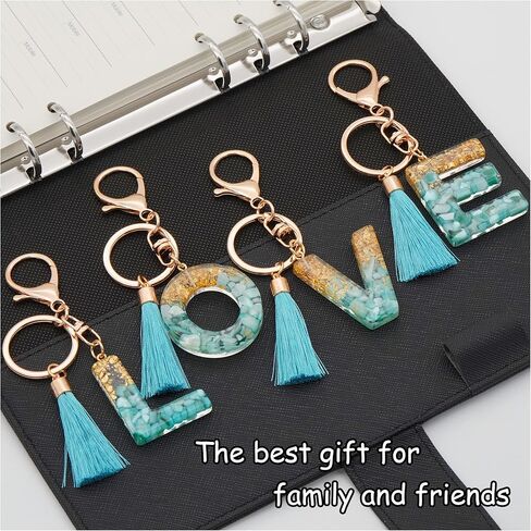 Initial Letter Keychains for Girls Women Cyan Cute Tassel Keychain for Backpack School Bag in Saudi Arabia