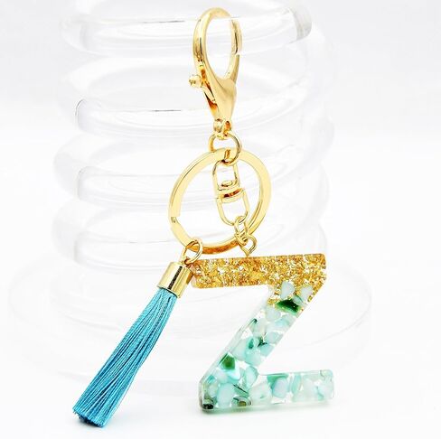 Initial Letter Keychains for Girls Women Cyan Cute Tassel Keychain for Backpack School Bag in Saudi Arabia