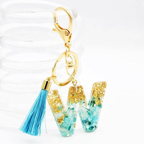 Initial Letter Keychains for Girls Women Cyan Cute Tassel Keychain for Backpack School Bag in Saudi Arabia