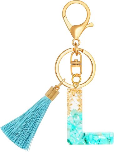 Initial Letter Keychains for Girls Women Cyan Cute Tassel Keychain for Backpack School Bag in Saudi Arabia