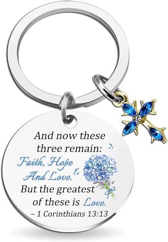 Something Blue Gift for Bride to Be Bridal Shower Gifts for Wedding Day Bridal Accessories Charm for Wedding Ceremony Maid Of Honor Gift from The Bride Faith Hope Love Christian Keychain in Saudi Arabia