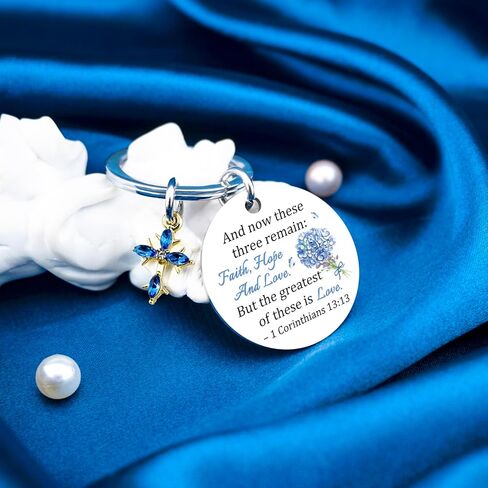 Something Blue Gift for Bride to Be Bridal Shower Gifts for Wedding Day Bridal Accessories Charm for Wedding Ceremony Maid Of Honor Gift from The Bride Faith Hope Love Christian Keychain in Saudi Arabia