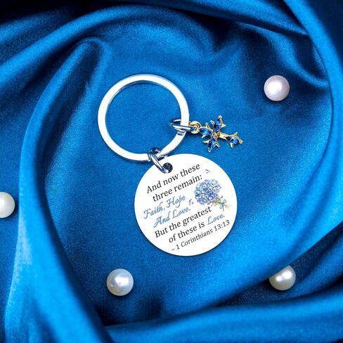 Something Blue Gift for Bride to Be Bridal Shower Gifts for Wedding Day Bridal Accessories Charm for Wedding Ceremony Maid Of Honor Gift from The Bride Faith Hope Love Christian Keychain in Saudi Arabia