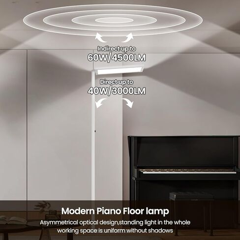 80 "LED LED FLOOR LAMP حديث ، 7500LM قابلة للرعاية قابلة للعناية بالعيون ضوء القراءة ، 100W طيف كامل مصباح الضوء المزدوج مصباح البيانو 4000 ك in Saudi Arabia