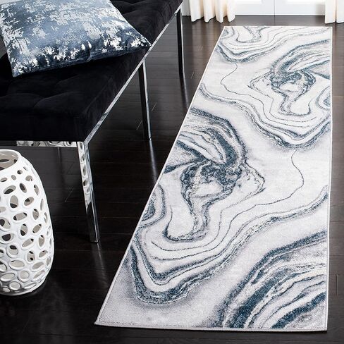 SAFAVIEH Orchard Collection 6'7" Round Grey / Gold ORC637G Modern Abstract Area Rug in Saudi Arabia