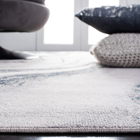 SAFAVIEH Orchard Collection 6'7" Round Grey / Gold ORC637G Modern Abstract Area Rug in Saudi Arabia