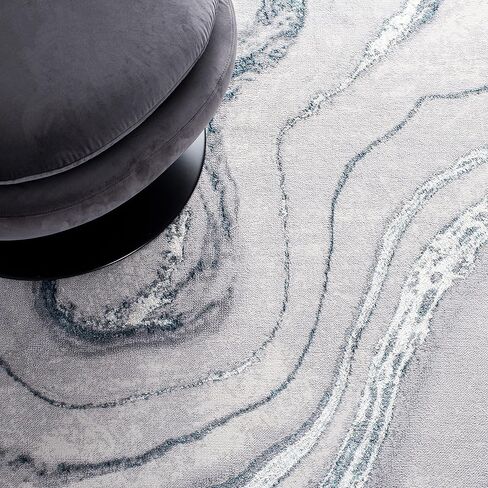 SAFAVIEH Orchard Collection 6'7" Round Grey / Gold ORC637G Modern Abstract Area Rug in Saudi Arabia